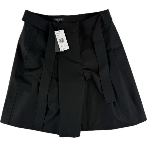 Lafayette 148 Pleated Shorts High Rise Tie Waist Black Cotton‎ Blend Size 12 - Picture 1 of 14